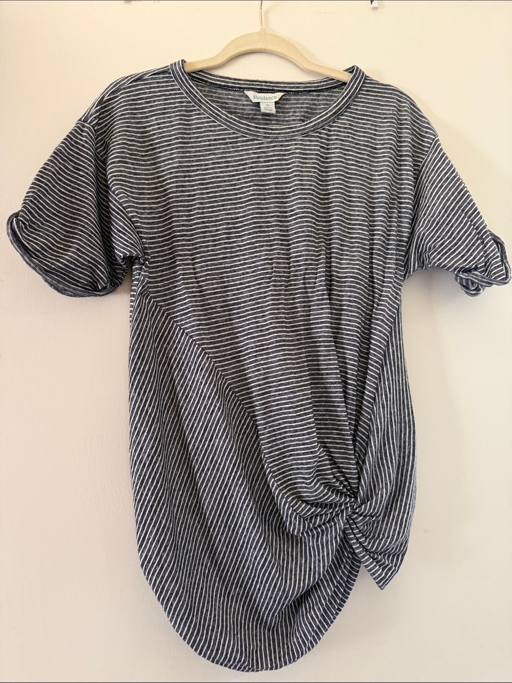 Sundance Black & White Striped Twist-Front Tee